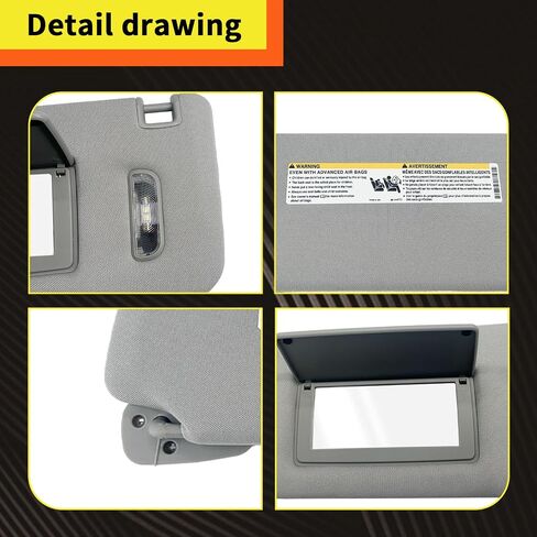 Left Side Sun Visor with LED Light Makeup Mirro Fit for 2015-2019 Cadillac Escalade, Chevrolet Silverado/Suburban/Tahoe, GMC Sierra Denali/Yukon/XL, 22870346, 23198866, 23459655, 23459654, 84247192 in Saudi Arabia