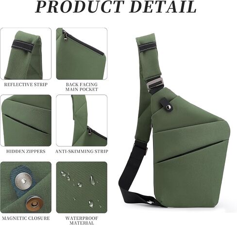 Anti Theft Crossbody Travel Bag - Multi-pocket Shoulder Bag with Adjustable Strap,Slim Sling Bag for Women Men in Saudi Arabia