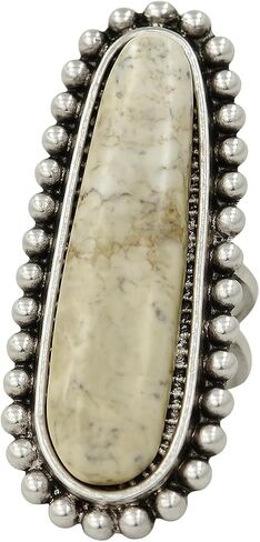 2.6" Long, Oversized White Turquoise Ring – Brass Dual Adjustable Band – Bold Western Cowgirl Style 750206 in Saudi Arabia