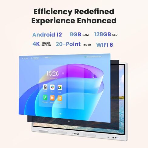 Smart Board for Classroom, 65" 8+128 GB Interactive Smartboard Built-in Android OS & Open App Ecosystem - 4K Touchscreen Electronic Digital Whiteboard for Home Office School Studio in Kuwait