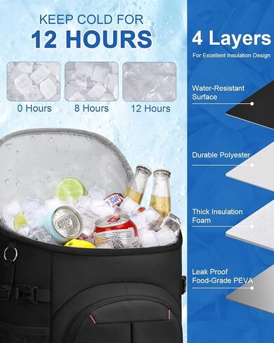 Pritent Backpack Cooler Insulated Cooler Backpack Beach Cooler Bag | Waterproof, Lightweight, Lunch Backpack Coolers Insulated Leak Proof, for Camping Beach Travel Picnic in Saudi Arabia