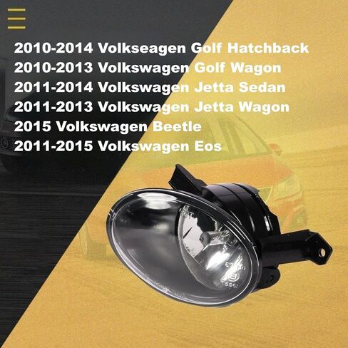 Fog Lights Lamps for 2010-2015 Volkswagen Golf Hatchback/Wagon, Jetta Sedan/Wagon, Beetle, Eos, Premium VW Accessories, 1 Pair (Smoke Lens) in Kuwait