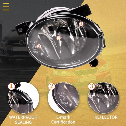 Fog Lights Lamps for 2010-2015 Volkswagen Golf Hatchback/Wagon, Jetta Sedan/Wagon, Beetle, Eos, Premium VW Accessories, 1 Pair (Smoke Lens) in Kuwait