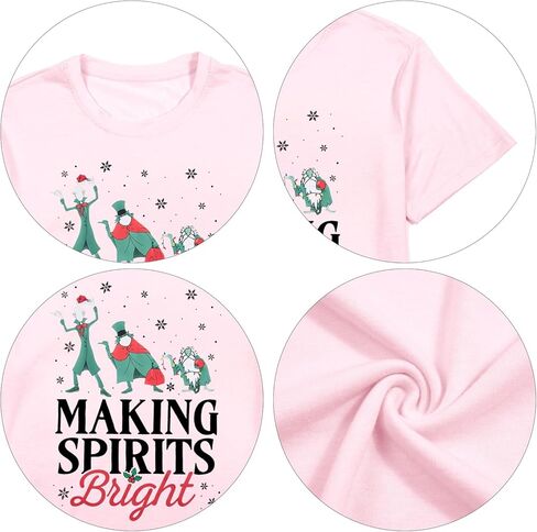 Making Spirits Bright Shirts Women Christmas Shirt Christmas Party Tops Xmas Gift Tees Holiday Season Clothes in Kuwait