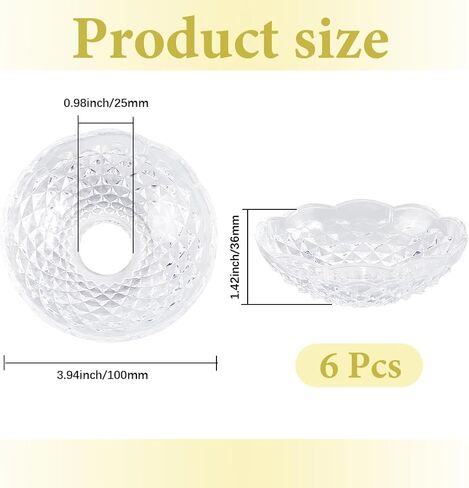GORGECRAFT 6Pcs Faceted Chandelier Bobeches Candle Holder Bobeche 4 Side Holes 4 Inch Acrylic Clear Replacement Elegant Lamp Candlestick Shade for Hanging Home Restaurant Wedding Birthday Party Decor in Saudi Arabia