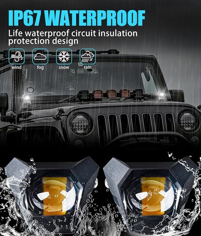 4-pcs Triangle Spotlights 120w 10800lm with Dual pods JL A-Pillar Hinge Mounting Brackets 1 drag 4 waterproof wire harness flashing switch Kit, For JL/JLU 2018-2023 Gladiator JT 2020-2023 in Saudi Arabia
