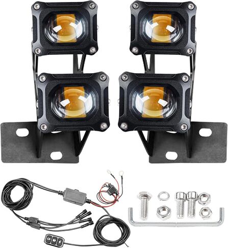 4-pcs Triangle Spotlights 120w 10800lm with Dual pods JL A-Pillar Hinge Mounting Brackets 1 drag 4 waterproof wire harness flashing switch Kit, For JL/JLU 2018-2023 Gladiator JT 2020-2023 in Saudi Arabia