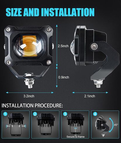 4-pcs Triangle Spotlights 120w 10800lm with Dual pods JL A-Pillar Hinge Mounting Brackets 1 drag 4 waterproof wire harness flashing switch Kit, For JL/JLU 2018-2023 Gladiator JT 2020-2023 in Saudi Arabia