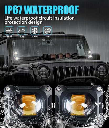 4-pcs Triangle Spotlights 120w 10800lm with Dual pods JL A-Pillar Hinge Mounting Brackets 1 drag 4 waterproof wire harness flashing switch Kit, For JL/JLU 2018-2023 Gladiator JT 2020-2023 in Saudi Arabia