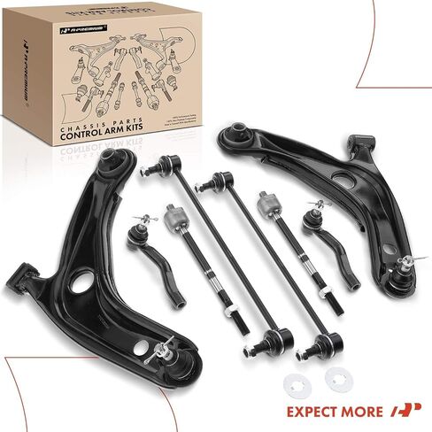 A-Premium Set of 8, Front Lower Control Arm, Sway Bar Link, Inner Outer Tie Rod End, Compatible with Toyota Yaris 2006 2007 2008, L4 1.5L in Saudi Arabia