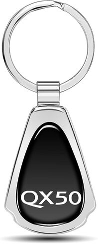 iPick Image for Infiniti QX50 Black Dome Chrome Metal Teardrop Key Chain in Saudi Arabia
