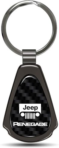 iPick Image for Jeep Renegade Real Black Carbon Fiber Gunmetal Black Metal Teardrop Key Chain in Saudi Arabia