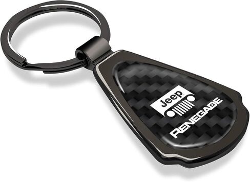 iPick Image for Jeep Renegade Real Black Carbon Fiber Gunmetal Black Metal Teardrop Key Chain in Saudi Arabia