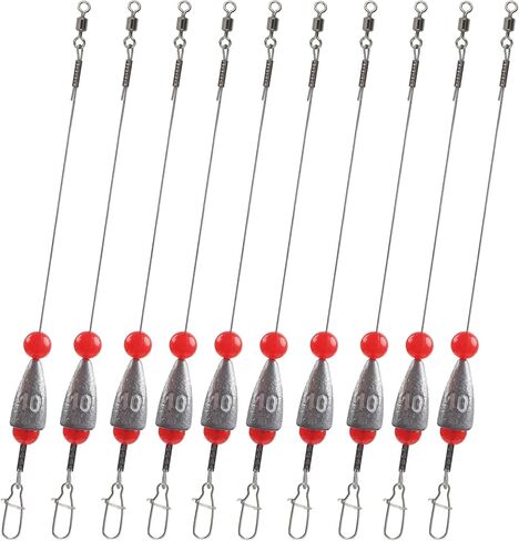 Carolina Ready Rigs for Bass Fishing,5pcs Pre-Rigged Fishing Rigs with Bullet Sinkers Stainless Steel Fishing Leaders Fishing Weights Swivel Snaps Beads Rig Kit for Saltwater Freshwater in Kuwait