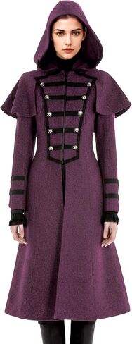 Women’s Vintage Tailcoat Pirate Jacket Steampunk Gothic Hooded Long CoatVictorian Style Winter in Kuwait