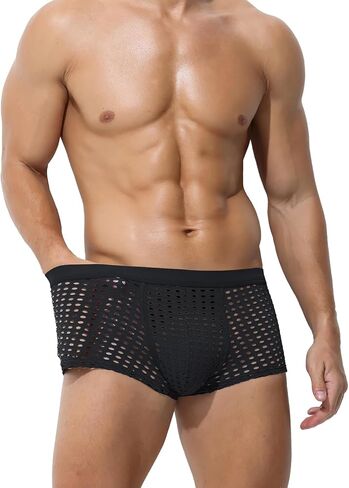 KAREN SPACE Men's Ultra-Soft Stretch Boxer Briefs - Sexy Mesh Underwear, Breathable & Comfortable in Saudi Arabia