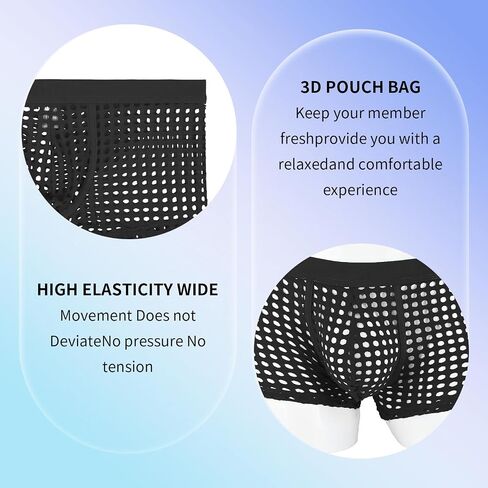 KAREN SPACE Men's Ultra-Soft Stretch Boxer Briefs - Sexy Mesh Underwear, Breathable & Comfortable in Saudi Arabia