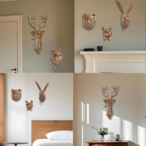 OrnaZest Animal Heads Wall Decor, Sculptures Wall Decor, Resin Animal Head Wall Hanging Decoration for Living Room Bedroom Kitchen Gift,Bear in Saudi Arabia