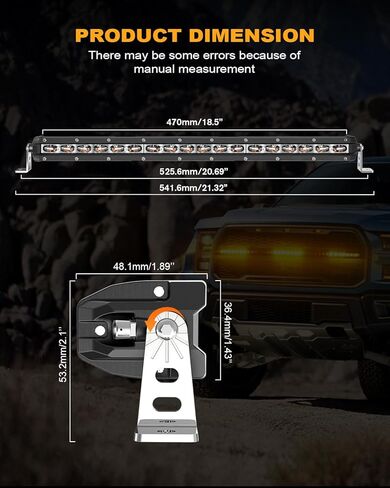 BraveWAY [منحني] [أبيض وعنبر ستروب] شريط إضاءة LED 32 بوصة، شريط LED نحيف صف واحد للطرق الوعرة، الشاحنات، سيارات الدفع الرباعي، ATV، UTV، السيارة، ضوء مطاردة وامض مع حزام الأسلاك in Kuwait