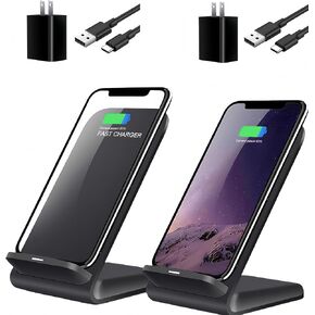 حامل الشحن اللاسلكي ، حامل شحن سريع 20 واط مع محول QC3.0 لـ Samsung Galaxy S24/S24+/S24 Ultra/S23/S22/S21/S20/S10/ملاحظة ، لـ iPhone 15/15 Pro/15 Pro Max/14/14 Pro ماكس ، وأكثر من ذلك. (حزمة واحدة) in Kuwait