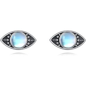 Evil Eye Stud Earrings for Women Sterling Silver Moonstone Earrings Lucky Jewelry Gifts for Women in Saudi Arabia