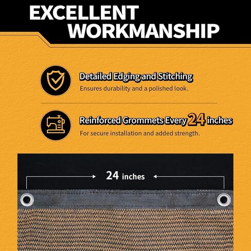 5x20Ft Garden Privacy Fence Screen, 145GSM Heavy Duty 90% Blockage Windbreak Mesh Tarp with Reinforced Edges & Anti-Rust Grommets, Includes Zip Ties for Garden, Yard, Backyard, Outdoor, Black in Saudi Arabia