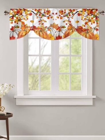 Xipuska Red Christmas Tie Up Valances for Windows, Snowman Snowflake Kitchen Curtains Set Window Treatments, Winter Xmas Tree Rod Pocket Curtains for Kitchen/Living Room/Home 54x18 Inch in Saudi Arabia