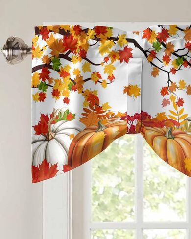 Xipuska Red Christmas Tie Up Valances for Windows, Snowman Snowflake Kitchen Curtains Set Window Treatments, Winter Xmas Tree Rod Pocket Curtains for Kitchen/Living Room/Home 54x18 Inch in Saudi Arabia