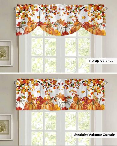 Xipuska Red Christmas Tie Up Valances for Windows, Snowman Snowflake Kitchen Curtains Set Window Treatments, Winter Xmas Tree Rod Pocket Curtains for Kitchen/Living Room/Home 54x18 Inch in Saudi Arabia