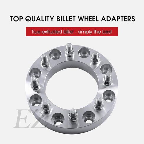 محولات ezaccessory ذات 4 عجلات 8x170 إلى 8x6.5 (8x165) تناسب Ford Super Duty F250 F350 وعجلة التثبيت من Chevy GMC 8 Lug Pre-2011 | 2 بوصة سميكة 14x1.5 ترصيع in Saudi Arabia