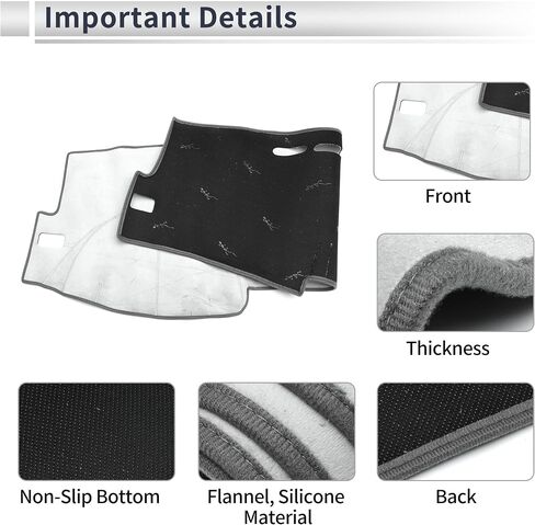 Dashboard Cover Anti-Slip/Anti Dust Dash Cover Mat Carpet for Toyota Corolla 2007-2013 Flannel Gray in Saudi Arabia