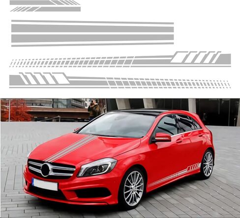 Sports Racing Stripe Car Sticker DIY Styling Decorative Hood Rearview Mirror Body Side Skirt Stripe Decal Universal Vinyl Accessories for Car SUV Off-Road Vehicles 5PCS (red) in Kuwait