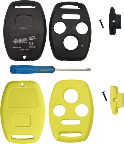 3+1 أزرار بديلة لغطاء مفتاح Fob Shell بدون مفتاح للدخول عن بعد لمفتاح Honda Key Fob مع مفك براغي مناسب لهوندا 2008-2012 Accord 2006-2013 Civic EX 2009-2015 Pilot (1 أزرق + 1 أسود) in Kuwait