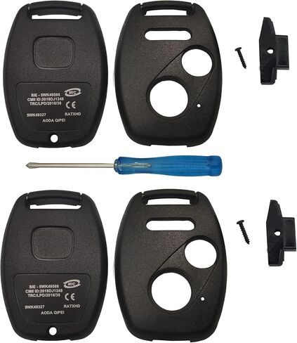 3+1 أزرار بديلة لغطاء مفتاح Fob Shell بدون مفتاح للدخول عن بعد لمفتاح Honda Key Fob مع مفك براغي مناسب لهوندا 2008-2012 Accord 2006-2013 Civic EX 2009-2015 Pilot (1 أزرق + 1 أسود) in Kuwait