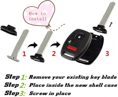 3+1 أزرار بديلة لغطاء مفتاح Fob Shell بدون مفتاح للدخول عن بعد لمفتاح Honda Key Fob مع مفك براغي مناسب لهوندا 2008-2012 Accord 2006-2013 Civic EX 2009-2015 Pilot (1 أزرق + 1 أسود) in Kuwait