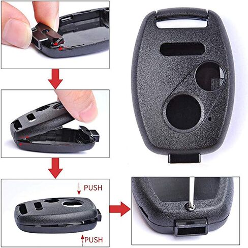 3+1 أزرار بديلة لغطاء مفتاح Fob Shell بدون مفتاح للدخول عن بعد لمفتاح Honda Key Fob مع مفك براغي مناسب لهوندا 2008-2012 Accord 2006-2013 Civic EX 2009-2015 Pilot (1 أزرق + 1 أسود) in Kuwait