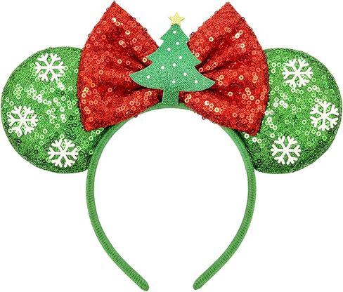Christmas Mouse Ears Headbands for Women Girls Glitter Sequin Bows Mouse Ears Cosplay Party Decoration in Saudi Arabia