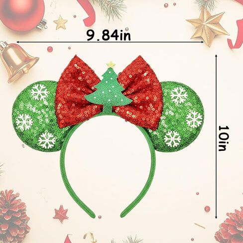 Christmas Mouse Ears Headbands for Women Girls Glitter Sequin Bows Mouse Ears Cosplay Party Decoration in Saudi Arabia