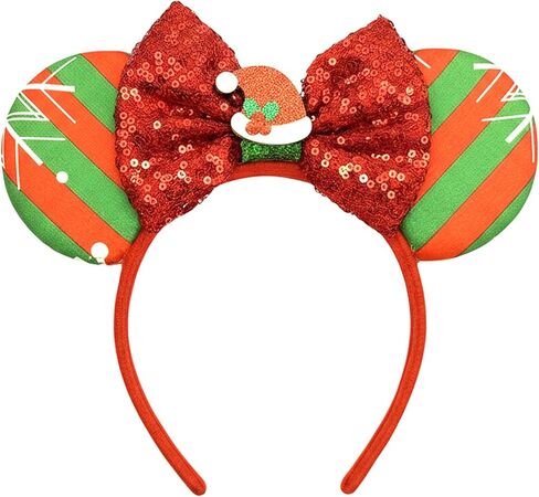Christmas Mouse Ears Headbands for Women Girls Glitter Sequin Bows Mouse Ears Cosplay Party Decoration in Kuwait