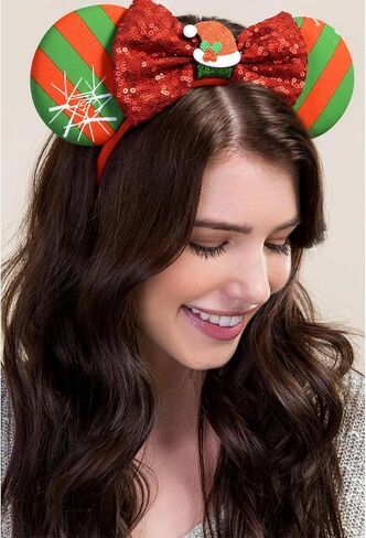 Christmas Mouse Ears Headbands for Women Girls Glitter Sequin Bows Mouse Ears Cosplay Party Decoration in Kuwait