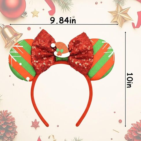 Christmas Mouse Ears Headbands for Women Girls Glitter Sequin Bows Mouse Ears Cosplay Party Decoration in Kuwait