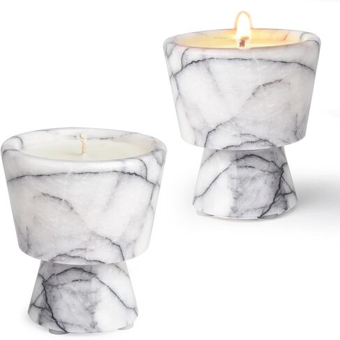 Scented Luxury Candle in Handmade Marble Container |1 Set | Soy Wax | Non-Toxic | Reusable Stone Jar | Story of Stone | Distinctive Gift. Natural Spring Aromatherapy for Women & Men in Saudi Arabia