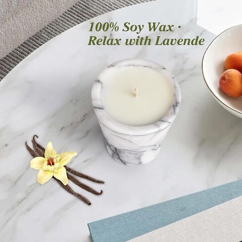 Scented Luxury Candle in Handmade Marble Container |1 Set | Soy Wax | Non-Toxic | Reusable Stone Jar | Story of Stone | Distinctive Gift. Natural Spring Aromatherapy for Women & Men in Saudi Arabia