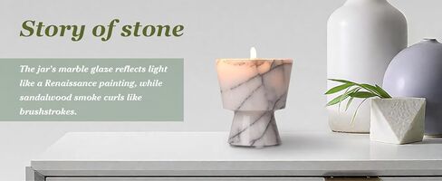 Scented Luxury Candle in Handmade Marble Container |1 Set | Soy Wax | Non-Toxic | Reusable Stone Jar | Story of Stone | Distinctive Gift. Natural Spring Aromatherapy for Women & Men in Saudi Arabia