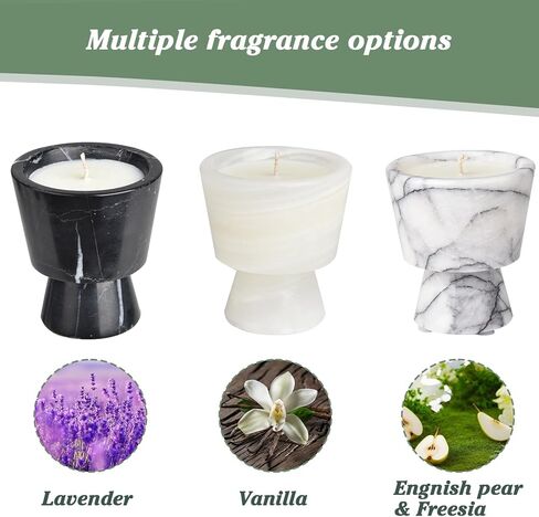 Scented Luxury Candle in Handmade Marble Container |1 Set | Soy Wax | Non-Toxic | Reusable Stone Jar | Story of Stone | Distinctive Gift. Natural Spring Aromatherapy for Women & Men in Saudi Arabia