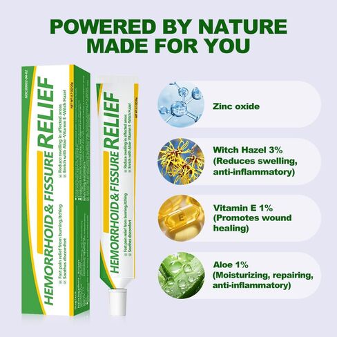 Hemorrhoid and Fissure Cream,Hemorrhoidal Ointment for Fast Acting Itch, Swelling, and Maximum Strength Pain Relief（1 Pack in Kuwait