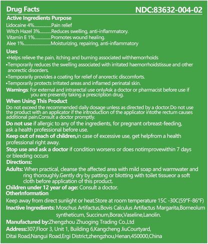 Hemorrhoid and Fissure Cream,Hemorrhoidal Ointment for Fast Acting Itch, Swelling, and Maximum Strength Pain Relief（1 Pack in Kuwait