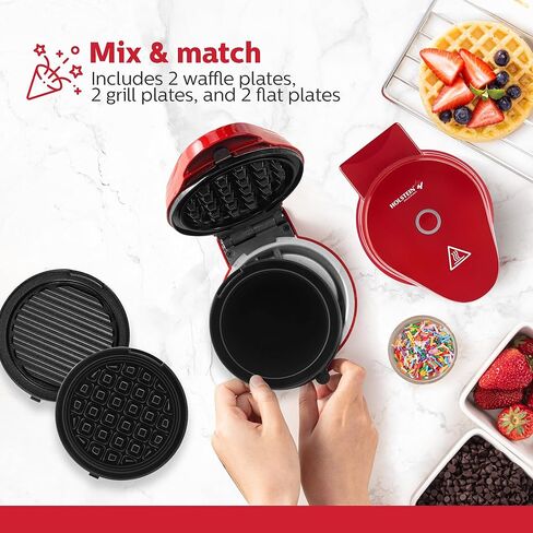 Holstein Houswares صانع Griddle & Waffle Maker مع 7 لوحات قابلة للتبديل-خلق القلب والكلب والفطائر والفطائر والمرح على شكل مرح in Kuwait
