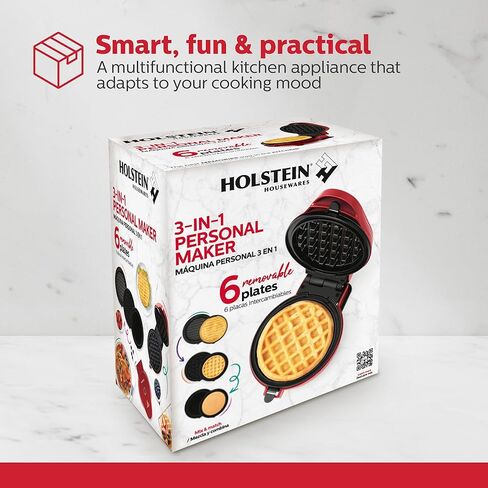 Holstein Houswares صانع Griddle & Waffle Maker مع 7 لوحات قابلة للتبديل-خلق القلب والكلب والفطائر والفطائر والمرح على شكل مرح in Kuwait