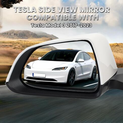 مرآة جانبية للسائق الأيسر متوافقة مع طراز Tesla 3 2017-2023 بديل 1592031-00-E، 159203100E ذاكرة تسخين الطاقة 13 دبابيس (أبيض) in Kuwait